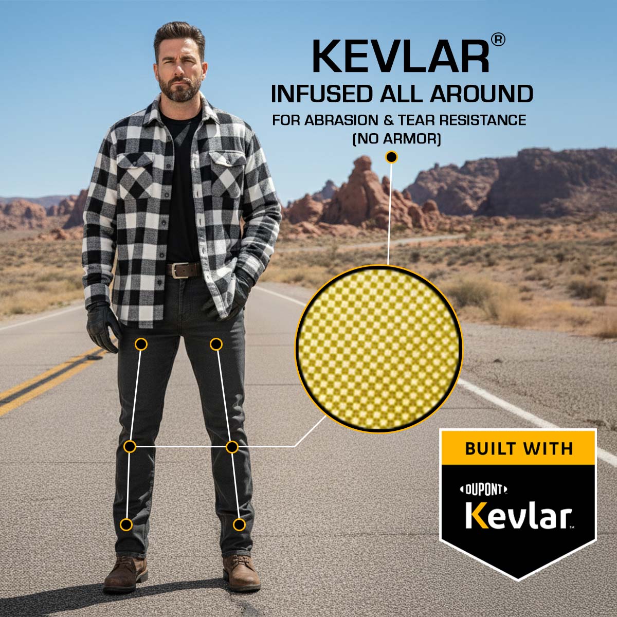 Milwaukee Leather MDM5006 Men's 5 Black Pocket Tear Resistant Motorcycle Denim Jeans Infused w/ Aramid Fibers