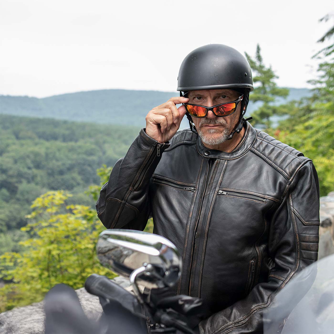 チョビまいまい【HAVY】FOR BIKERS 　レザーチャップス MMCC Men's Anarchy Brown Leather Motorcycle Jacket - MMC10004