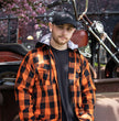 Milwaukee Leather MNG11642 Men's Flannel Plaid Orange and Black Long Sleeve Cotton Button Down Shirt w/ Hoodie