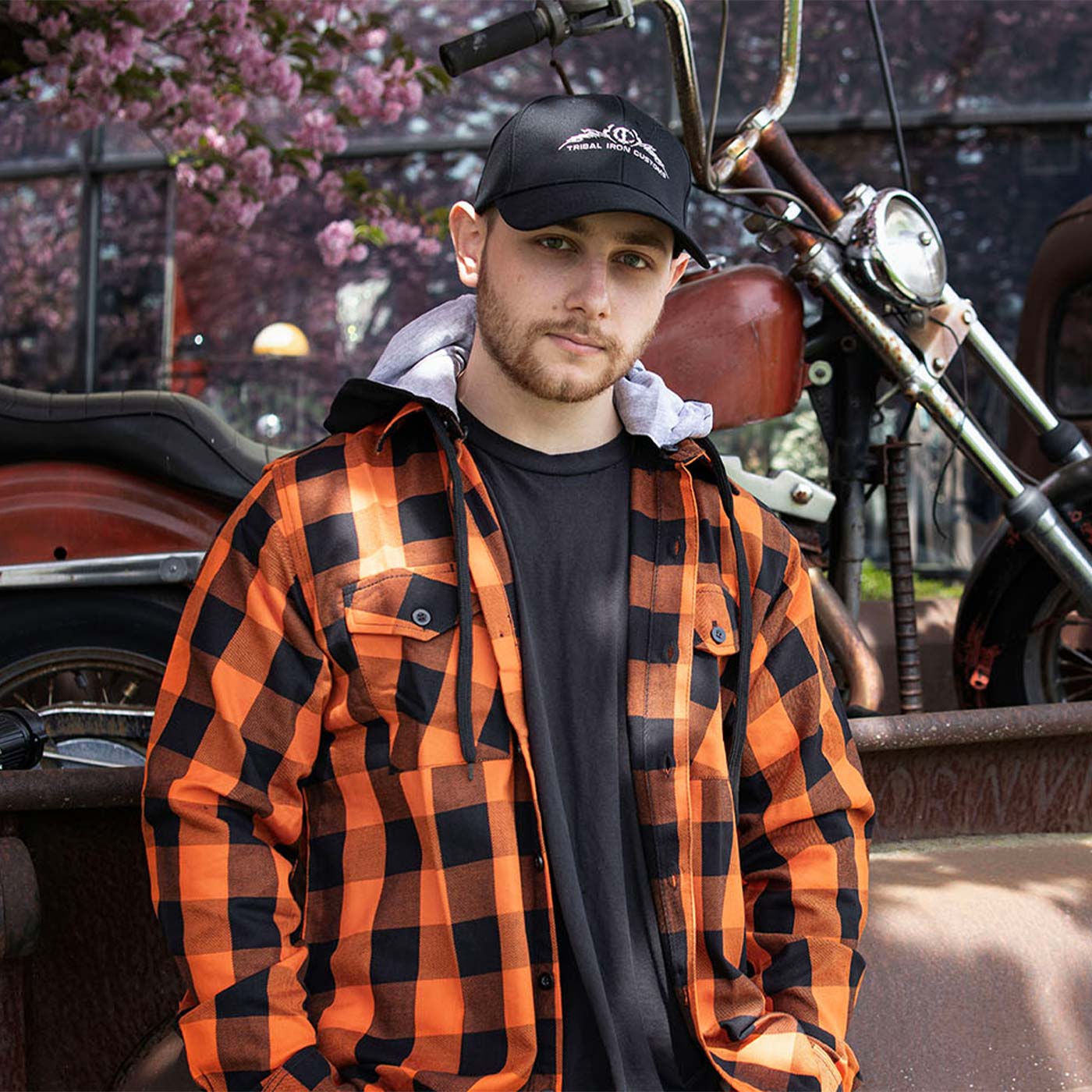 Milwaukee Leather MNG11642 Men's Flannel Plaid Orange and Black