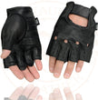 Milwaukee Leather SH195 Men's Black Leather Perforated Gel Padded Palm Fingerless Motorcycle Hand Gloves W/ ‘Open Knuckle’