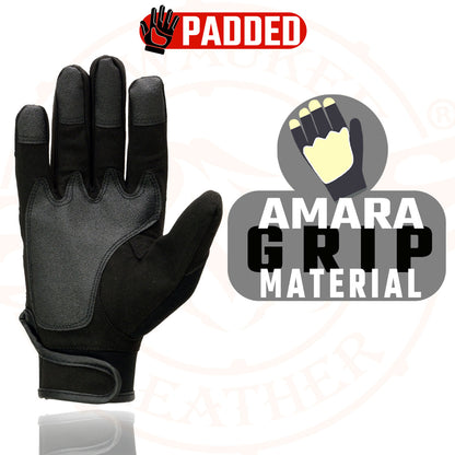 Milwaukee Leather SH76101 Men's Black and Grey Textile Mesh Motorcycle Mechanics Hand Gloves W/ Amara Cloth Bottom