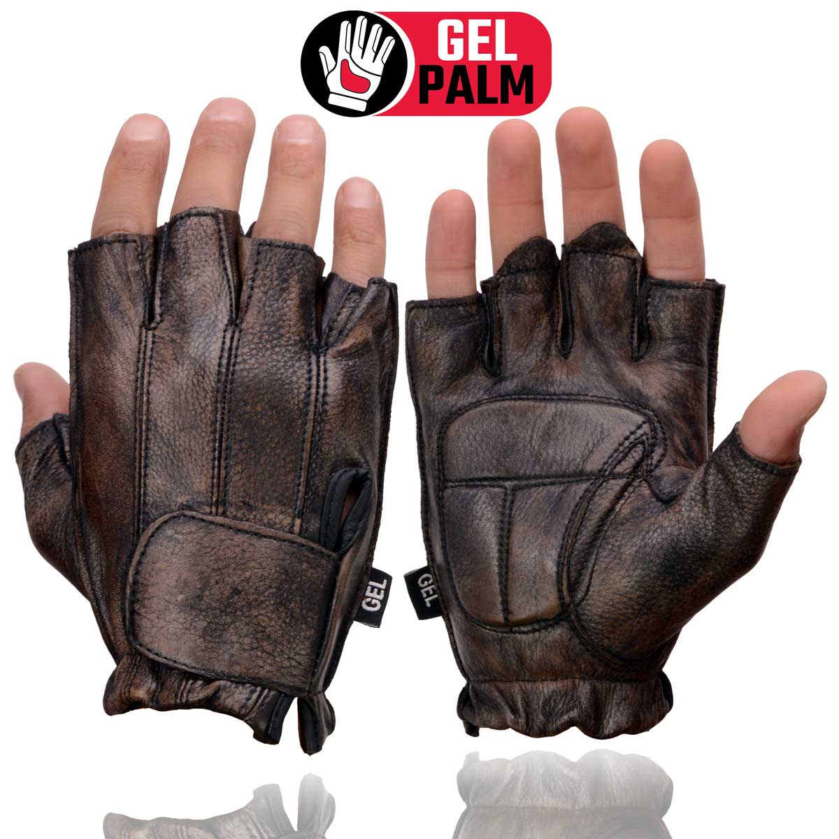 パウエル　ナノギューブ　56mm Milwaukee Leather MG7561 Men's Premium Brown Leather Gel Padded