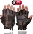 Milwaukee Leather MG7561 Men's Premium Brown Leather Gel Padded Palm Fingerless Motorcycle Hand Gloves