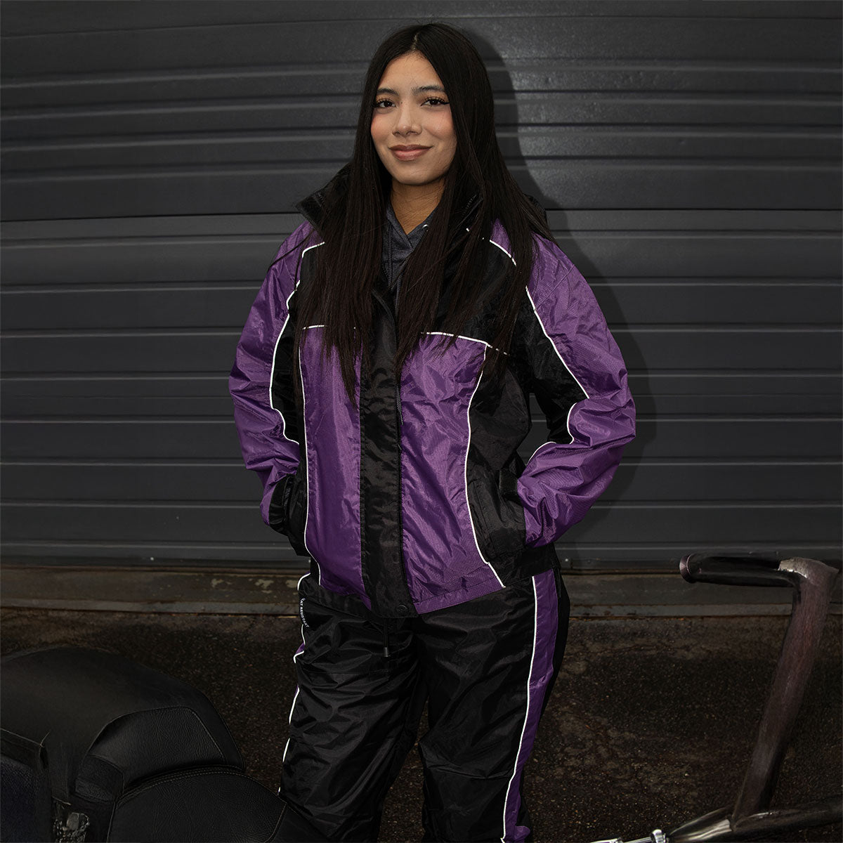 NexGen SH2222 Women's Purple and Black Oxford Water Proof Motorcycle Rain Suit