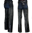Milwaukee Leather LKM5723 Classic Black Leather Unisex Motorcycle Riding Biker Chaps for Men and Women