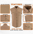 Milwaukee Leather DM4005 Men's Beige Lightweight Denim Shirt with Frayed Cut Off Sleeveless