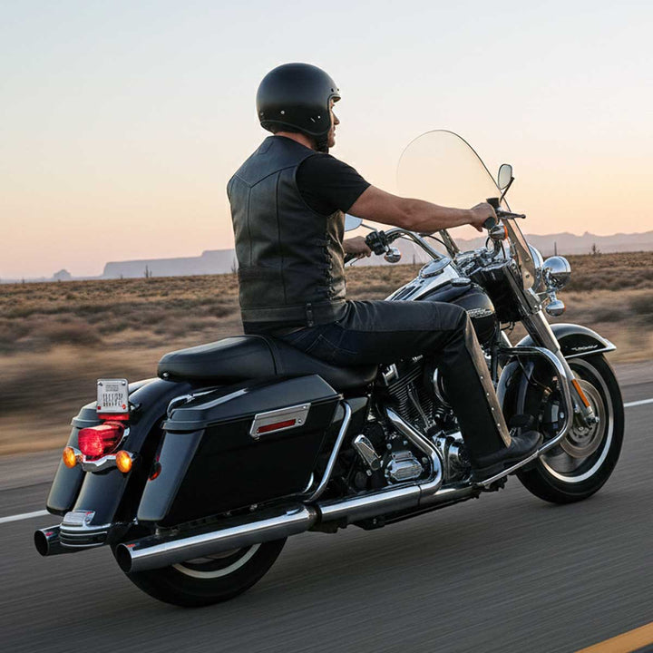 Event Leather EL1101 Black Real Leather Motorcycle Chaps for Men - Premium Leather Riding Chaps