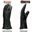 Milwaukee Leather Men's Gauntlet Motorcycle Hand Gloves- Black Deerskin Long Cuff Thermal Lined Leather Palm - G317