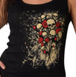Hot Leathers GLF2028 'Skull Bouquet' Ladies Boy Beater Black Tank Top Shirt