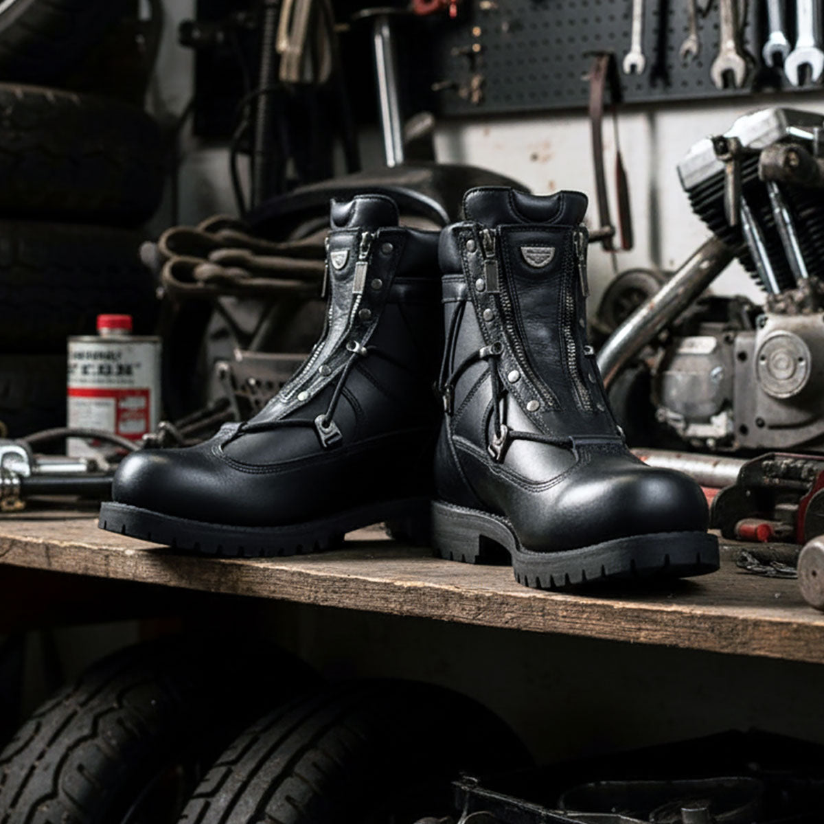 Milwaukee Motorcycle Clothing Co. Men's Black Motorcycle Boots, MB440EEE