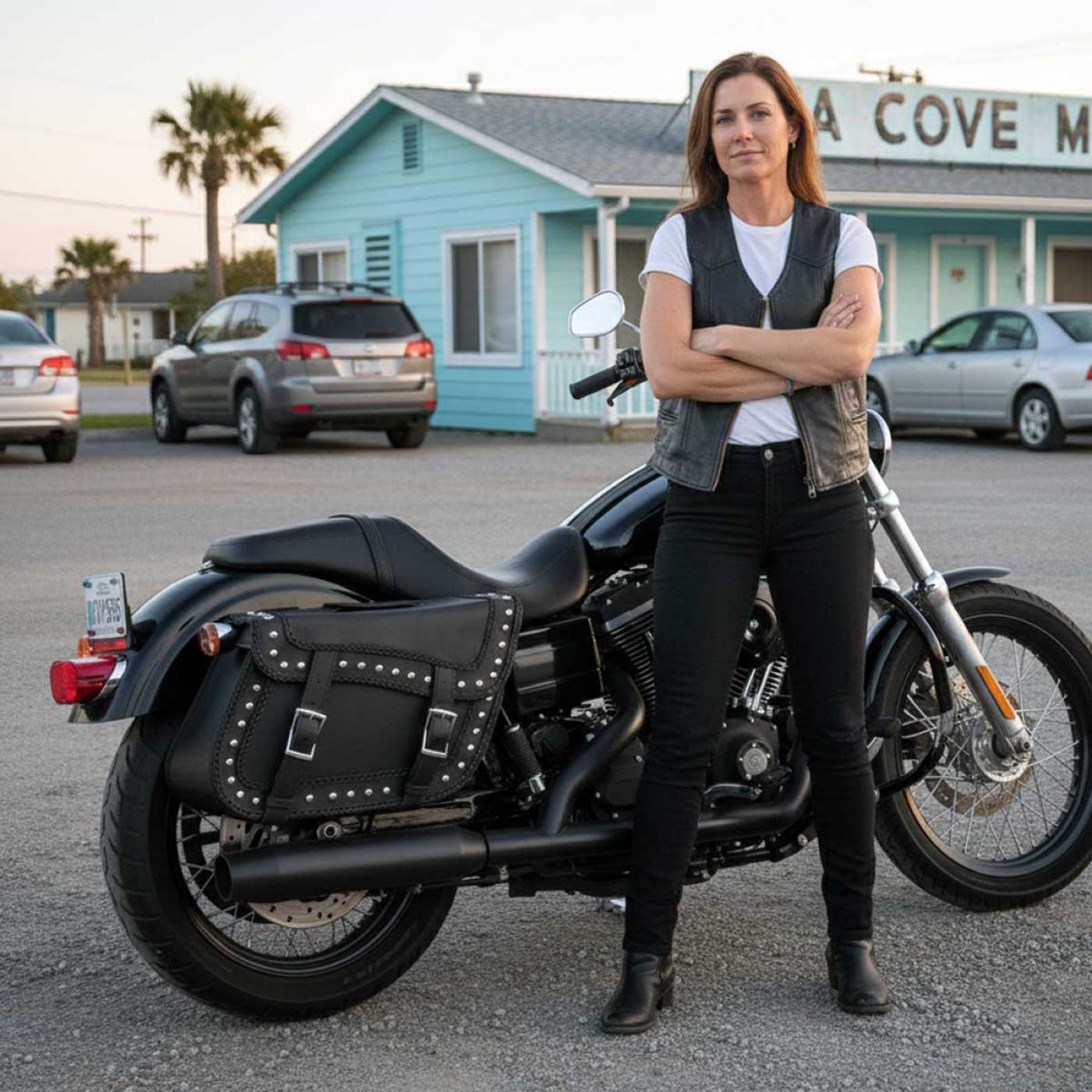 Milwaukee Leather SH66401ZB Black Large 'Studded and Braided' Zip-Off PVC Throw Over Motorcycle Saddlebags