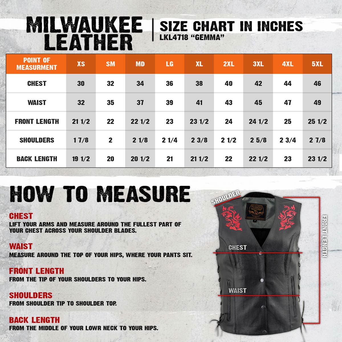 Milwaukee Leather Women's Gemma Black Leather Motorcycle Vest with Side Laces