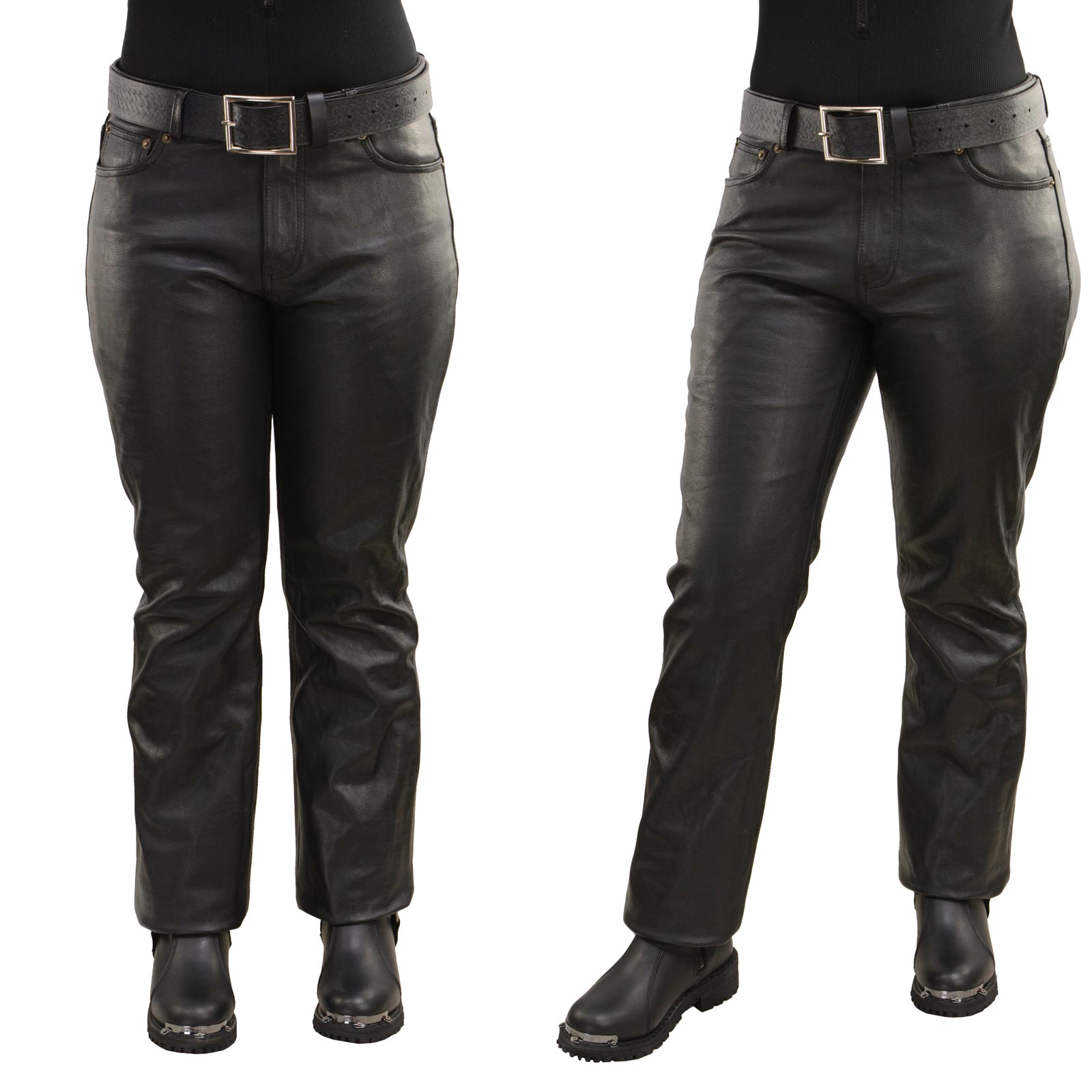 Milwaukee Leather LKL6790 Women's Classic 5 Pocket Black Casual Motorcycle Leather Pants