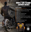 Milwaukee Leather Men's Live to Ride Classic Premium Leather CE Armored Motorcycle Jacket - Side Lace - LKM1707