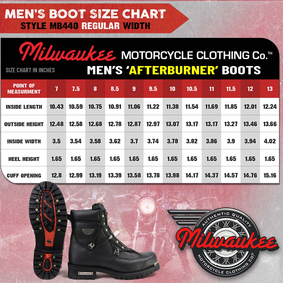 Milwaukee Motorcycle Clothing Co. Black Motorcycle Boots MB440