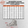 Milwaukee Leather Men's Black Leather Diamond Patterned Reinforced Street Biker Riding Shoes w/ Ankle Support - MBM9104