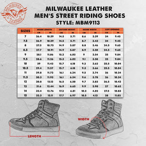 Milwaukee Leather MBM9113 Men's Brown Waterproof Leather Motorcycle Reinforced Riding Shoes w/ Ankle Support