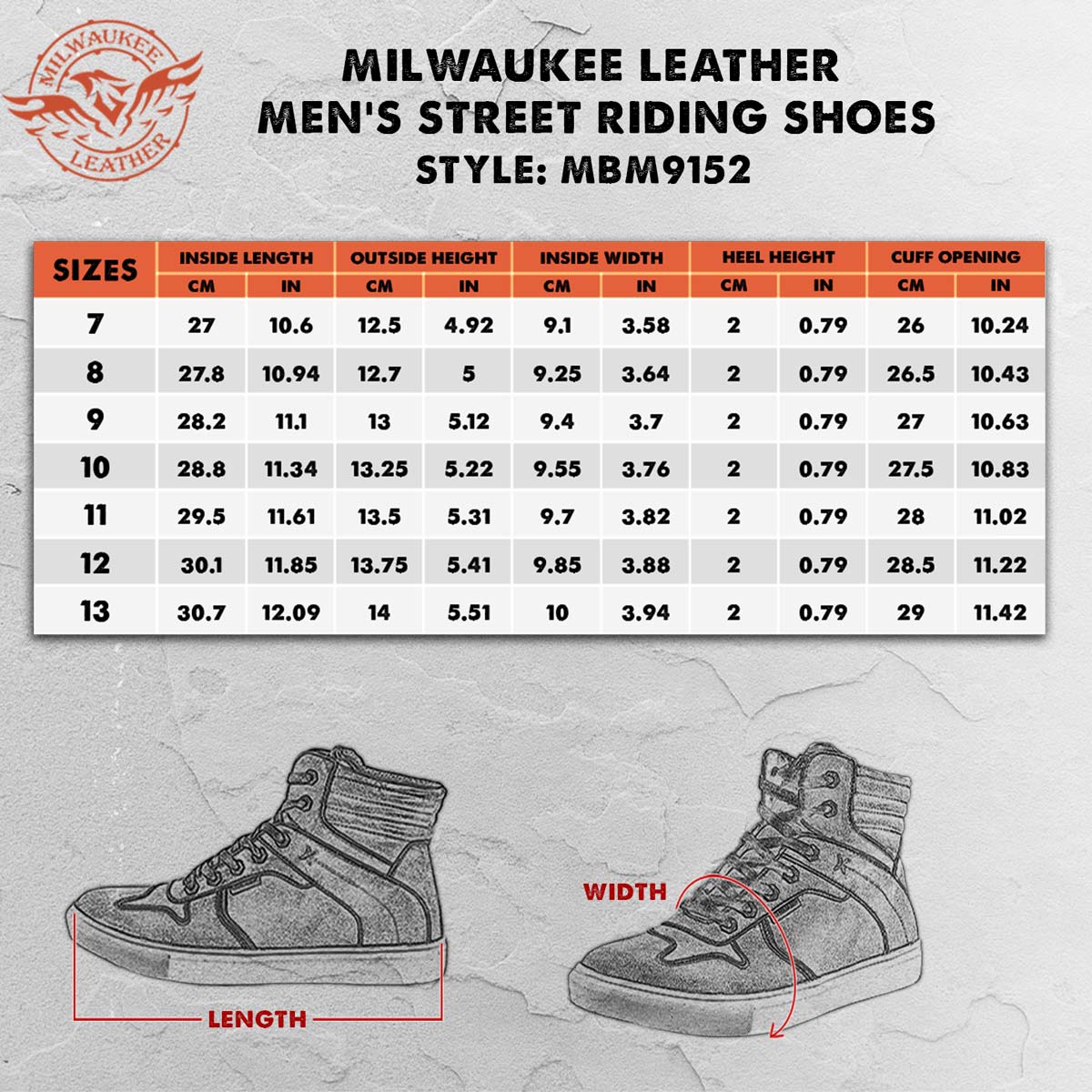 Milwaukee Leather MBM9152 Men's Black Leather High-Top Biker