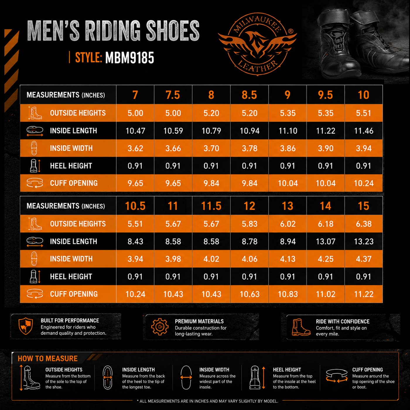 Milwaukee Leather Men's Troop Sport Black Waterproof Leather Motorcycle Racer Style Boots - MBM9185