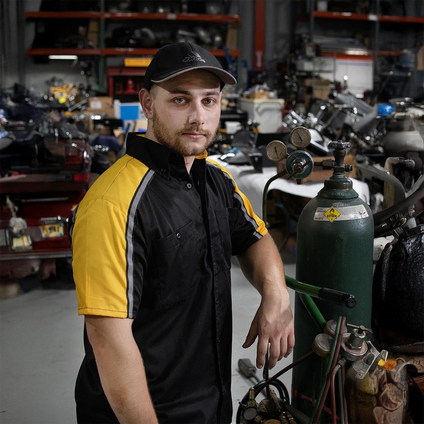 Milwaukee Motorcycle Clothing Co. Men’s Blk/Yellow Mechanic Work Shirt – w / Reflective Strip, Rider‑Built MDM11600