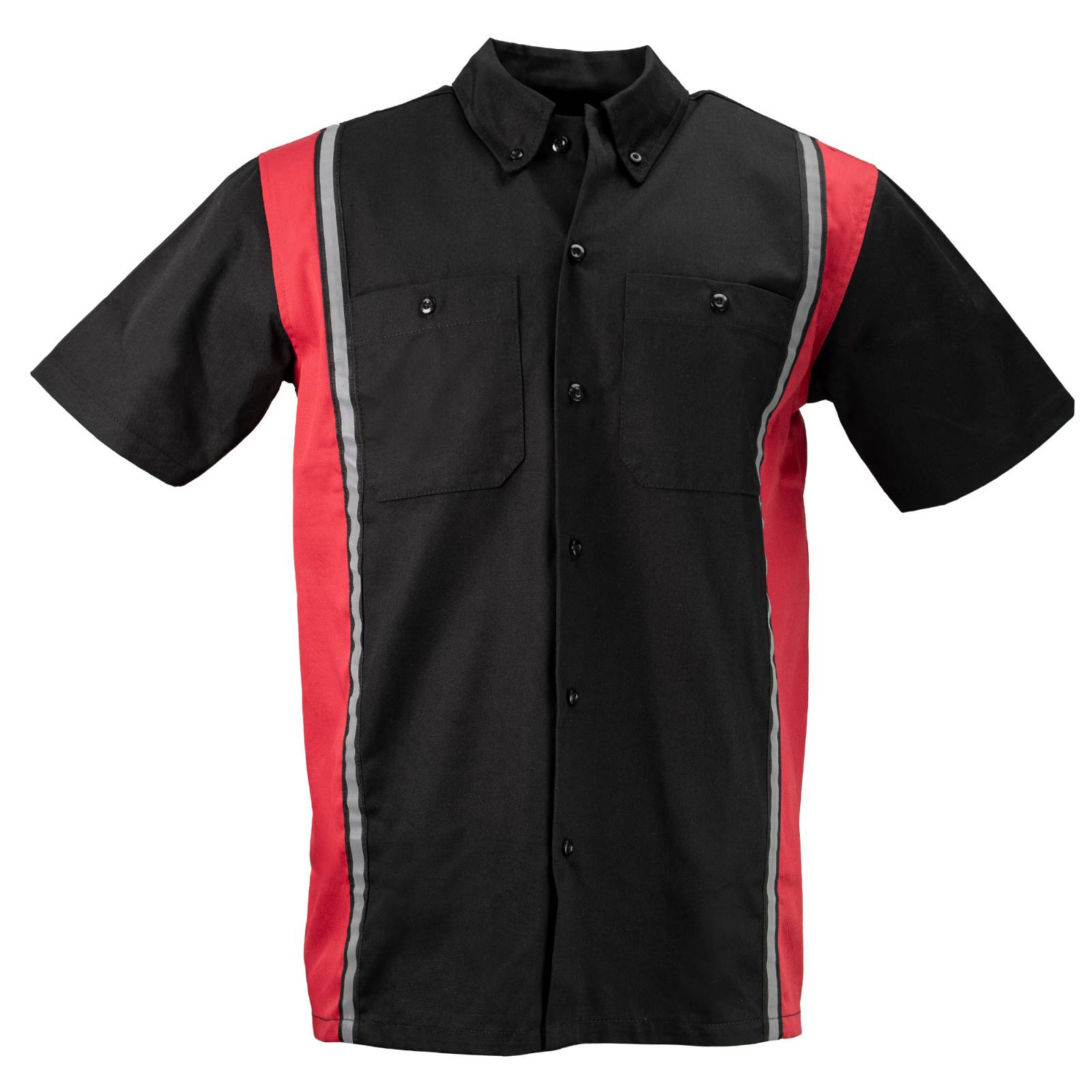 Milwaukee Motorcycle Clothing Co. Men’s Blk/Red Mechanic Work Shirt – w / Reflective Strip, Rider‑Built MDM11607