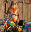 Biker Clothing Co. MDM11680 Men's Classic Orange and White Tie-Dye Button-Down Frayed Sleeveless Cut Off Shirt