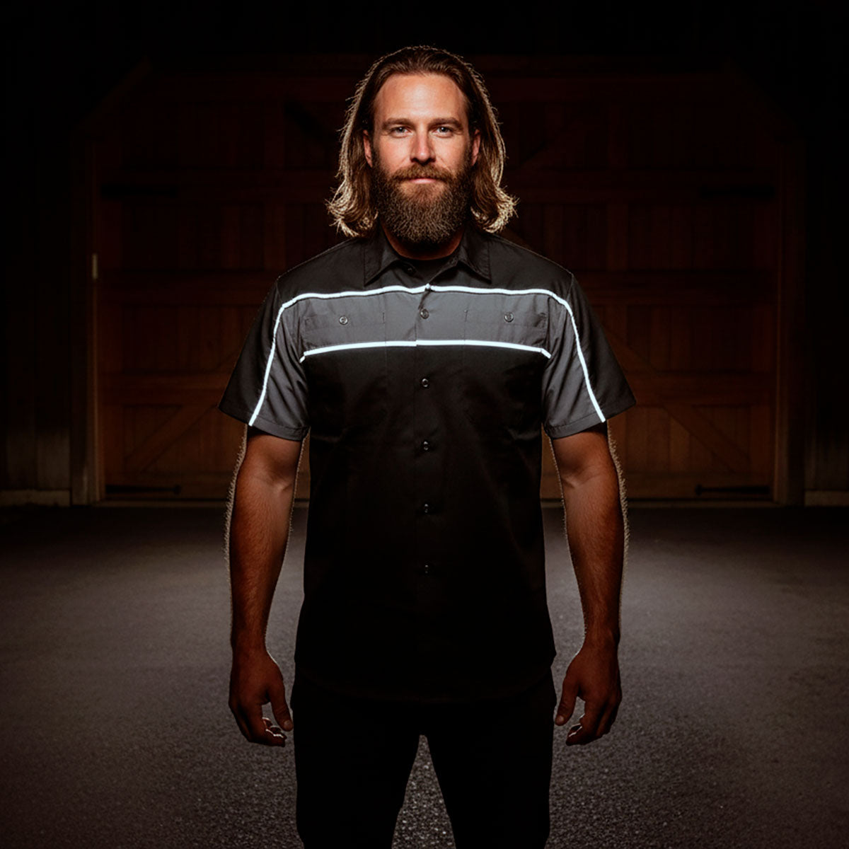 Milwaukee Leather MDM11672.01 Men's Black and Grey Button Up Heavy-Duty Work Shirt | Classic Mechanic Work Shirt