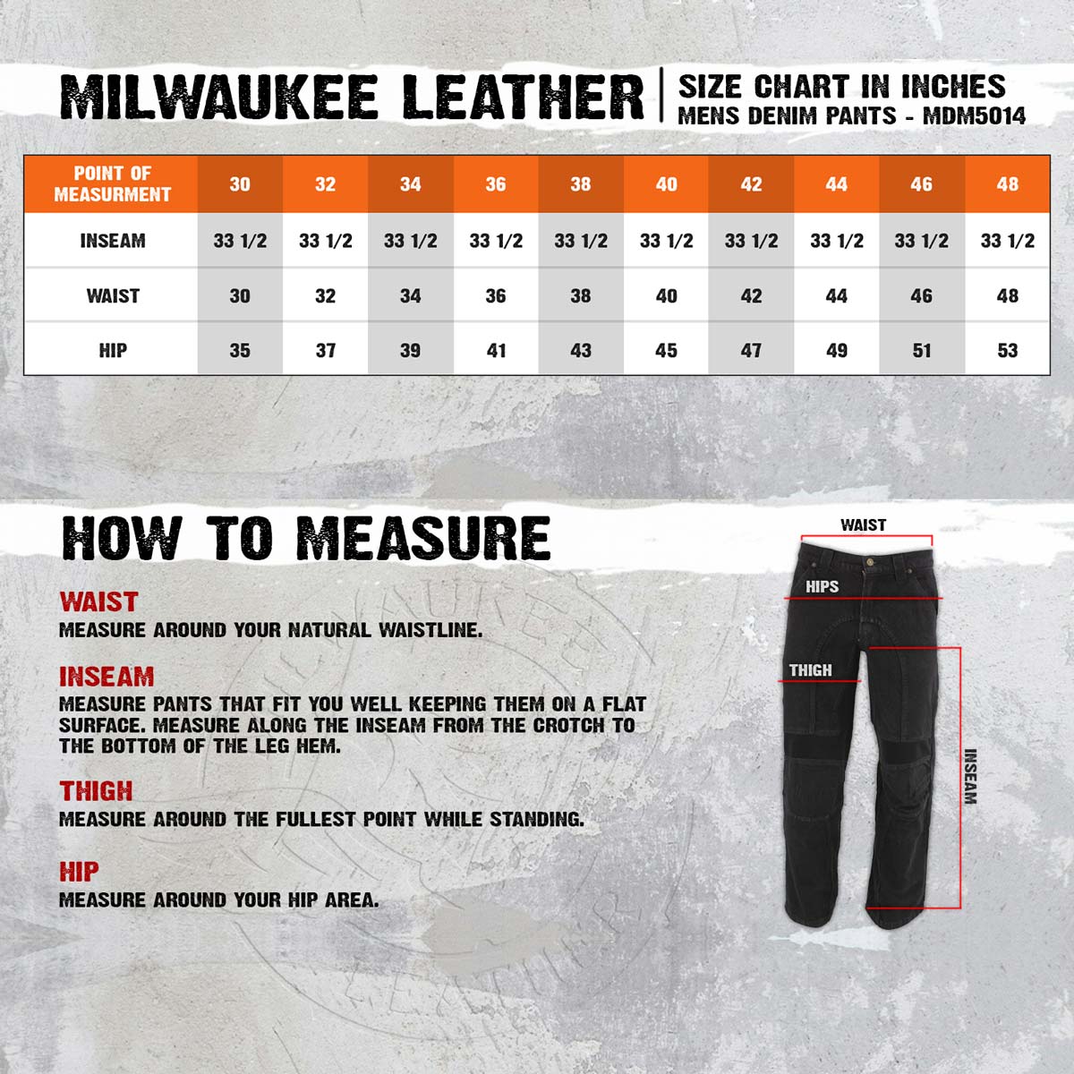 Milwaukee Leather Men's Classic Black Denim Motorcycle Pants, MDM5016