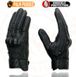 Milwaukee Leather MG7500 Men's Black Perforated Leather Gel Padded Palm Motorcycle Hand Gloves W/ 'Rubberized Hard Knuckle’ For Protection