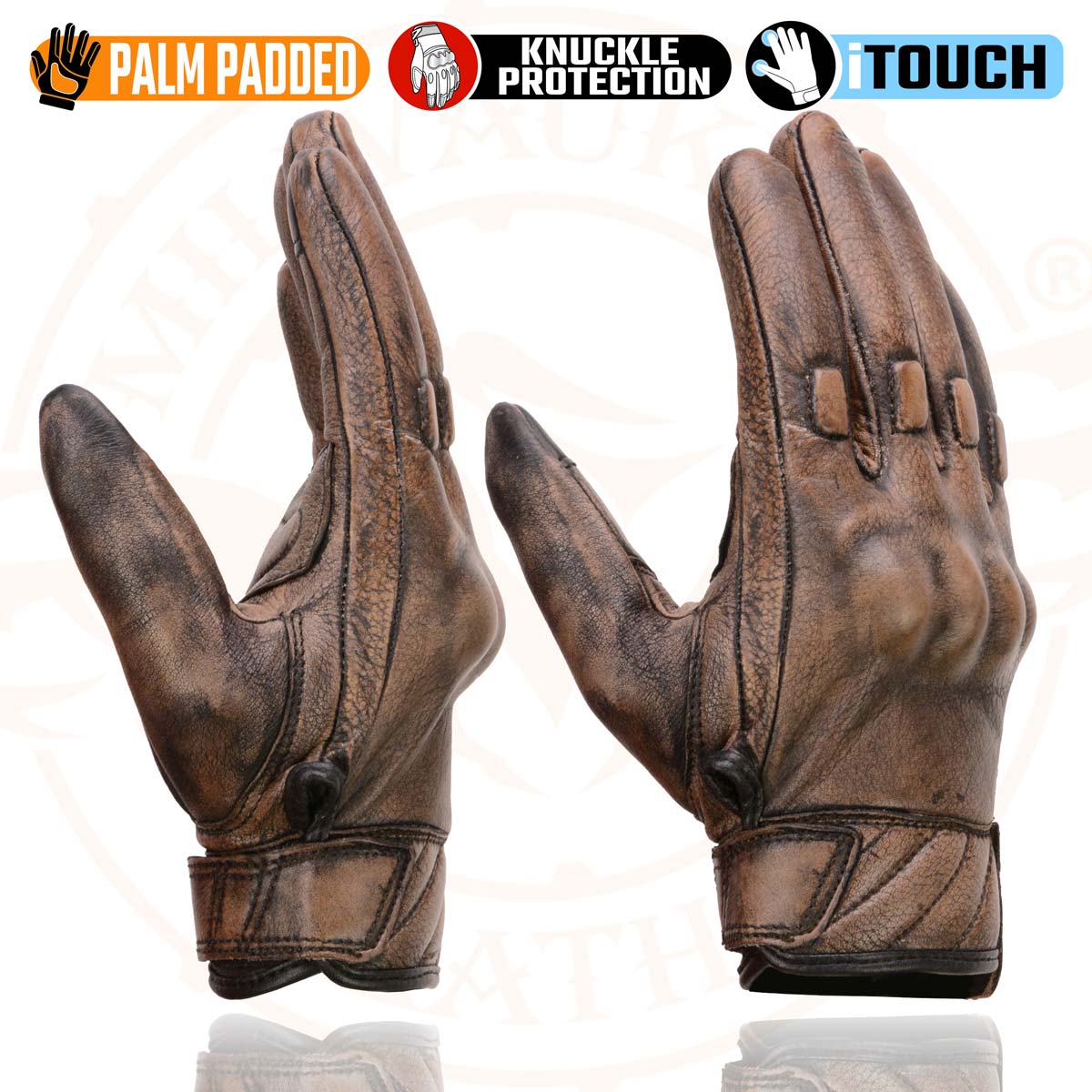 Milwaukee Leather MG7514 Men's Brown Leather with Gel Palm