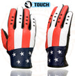 Milwaukee Leather MG7527 Men's Black Leather i-Touch Screen Compatible Motorcycle Hand Gloves w/ Stars and Stripes