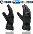 Milwaukee Leather MG7551 Men's Black Cowhide Leather Gauntlet Motorcycle Hand Gloves W/ i-Touch Screen and Waterproof