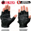 Milwaukee Leather MG7555 Men's Black Leather Gel Padded Fingerless Motorcycle Gloves w/ Knuckle Protection