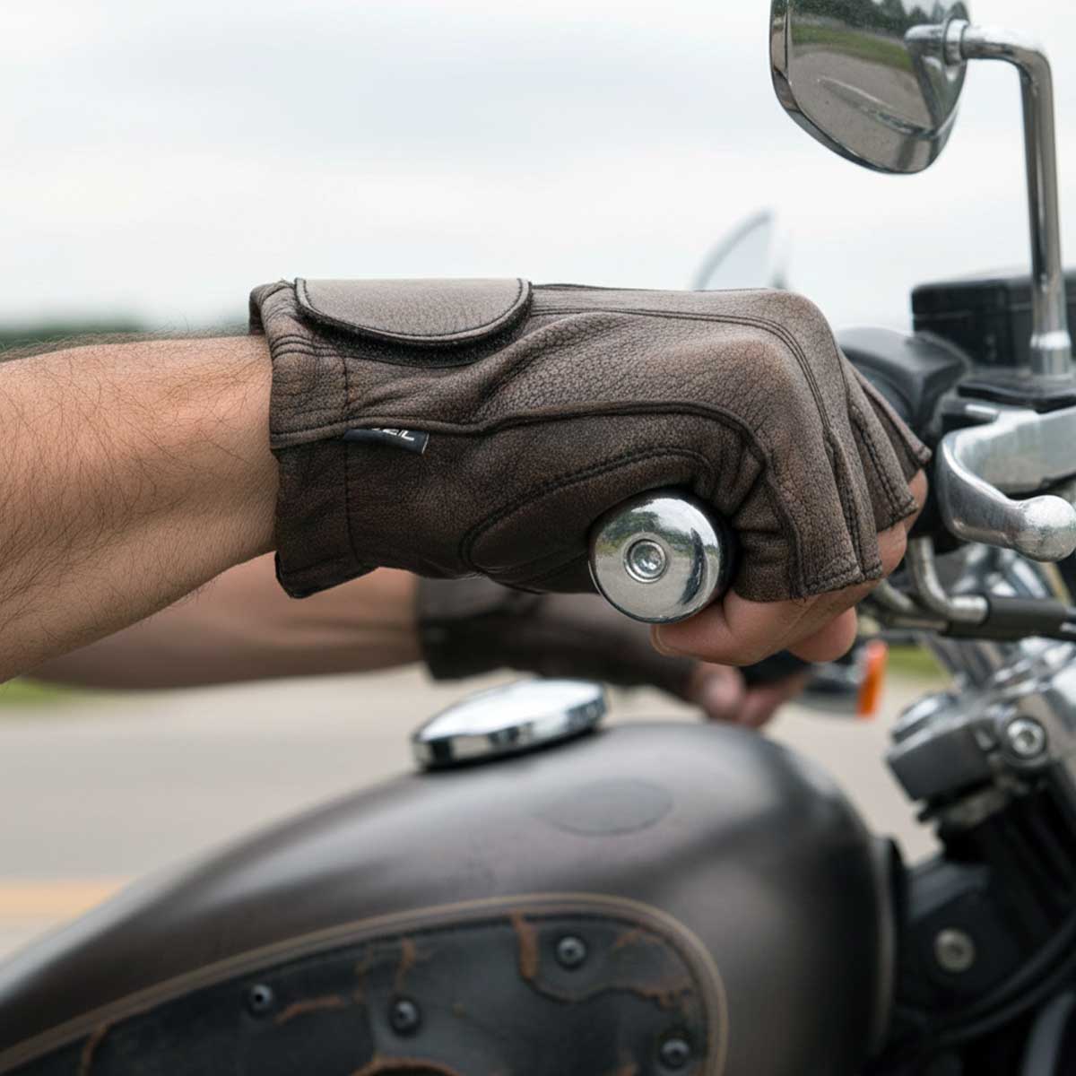 パウエル　ナノギューブ　56mm Milwaukee Leather MG7561 Men's Premium Brown Leather Gel Padded
