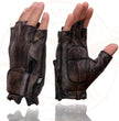 Milwaukee Leather MG7561 Men's Premium Brown Leather Gel Padded Palm Fingerless Motorcycle Hand Gloves