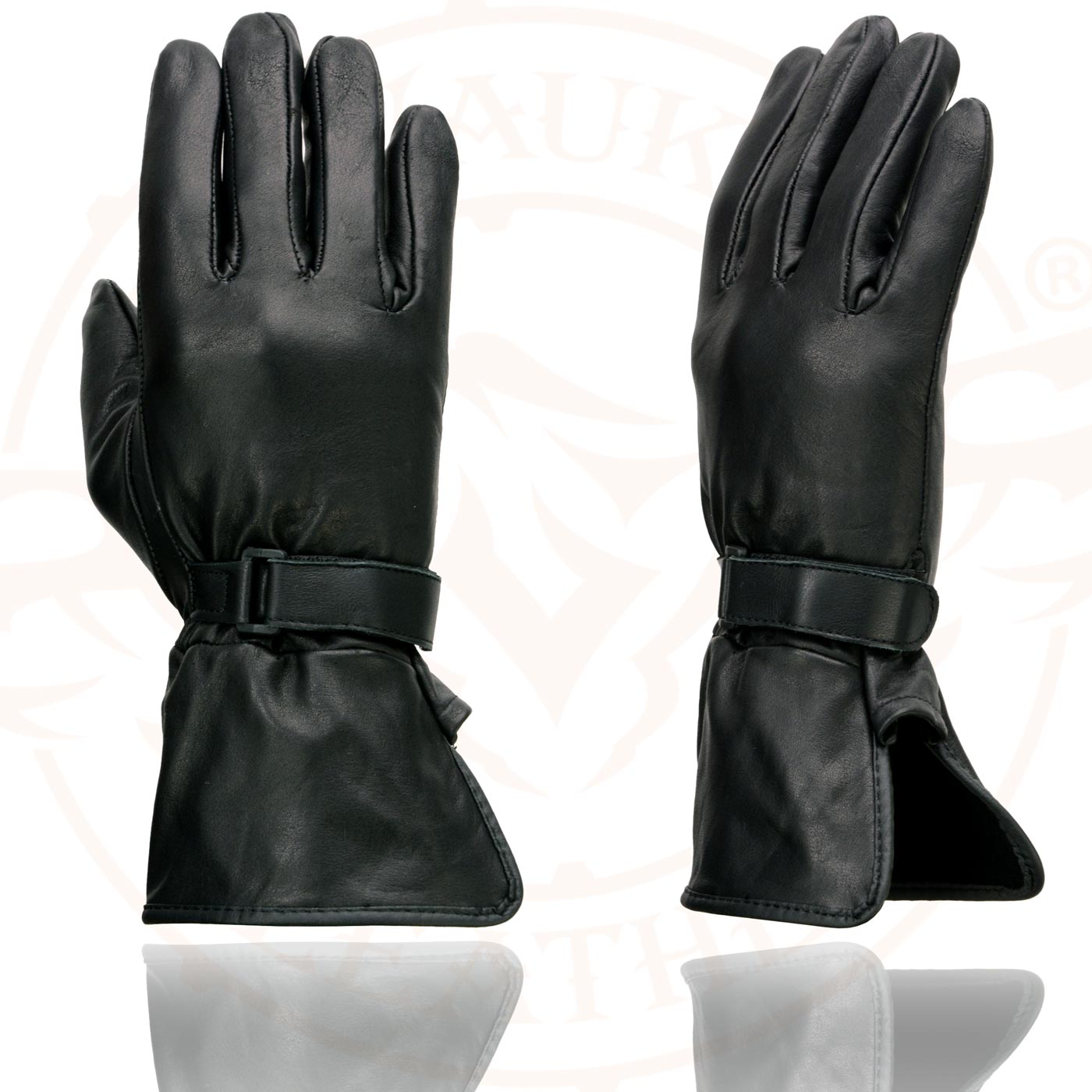 Milwaukee Leather MG7725 Women's Black Leather Gauntlet Motorcycle Gloves w/ Wrist Strap Closure