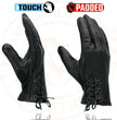 Milwaukee Leather MG7770 Women's Black Leather ’I - Touchscreen Compatible’ Laced Wrist Motorcycle Hand Gloves W/ Gel Palm