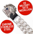 Milwaukee Leather US Military Vet Medallion Vest Extender - Double Chrome Chains Genuine Leather 6.5