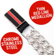 Milwaukee Leather Thin Red Line Medallion Vest Extender - Double Chrome Chains Genuine Leather 6.5