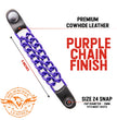 Milwaukee Leather MLA6090 Purple 4 Inch 4-PCS Vest Extender Set - Double Chrome Chains w/ Genuine Leather