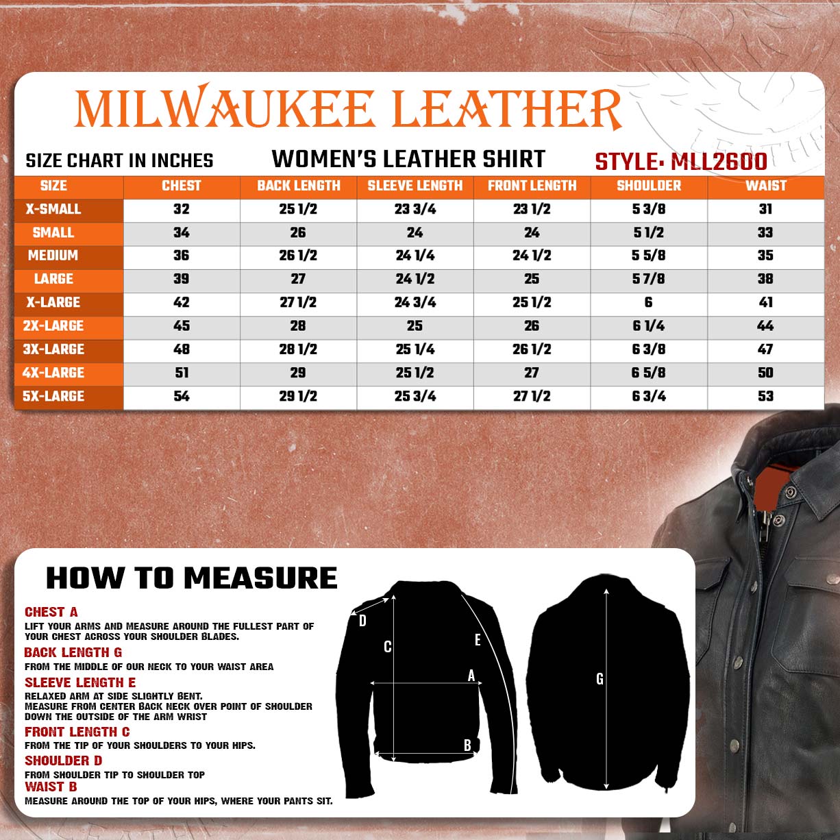 Milwaukee Leather MLL2600 Women's Black Premium Leather Shirt Style Jacket w/ Removable Liner