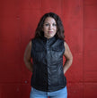 Milwaukee Leather MLL4512 Women’s Lashes Black Leather Club Style Motorcycle Rider Vest w/ Concealed Closure