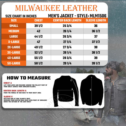 Milwaukee Leather MLM1506 Men's 'Cool-Tec' Black Real Leather Scooter Style Motorcycle Jacket with Utility Pockets