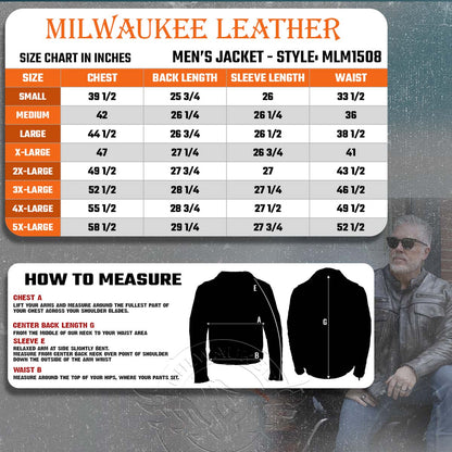 Milwaukee Leather MLM1508 Men's Distressed Brown Leather Motorcycle Jacket