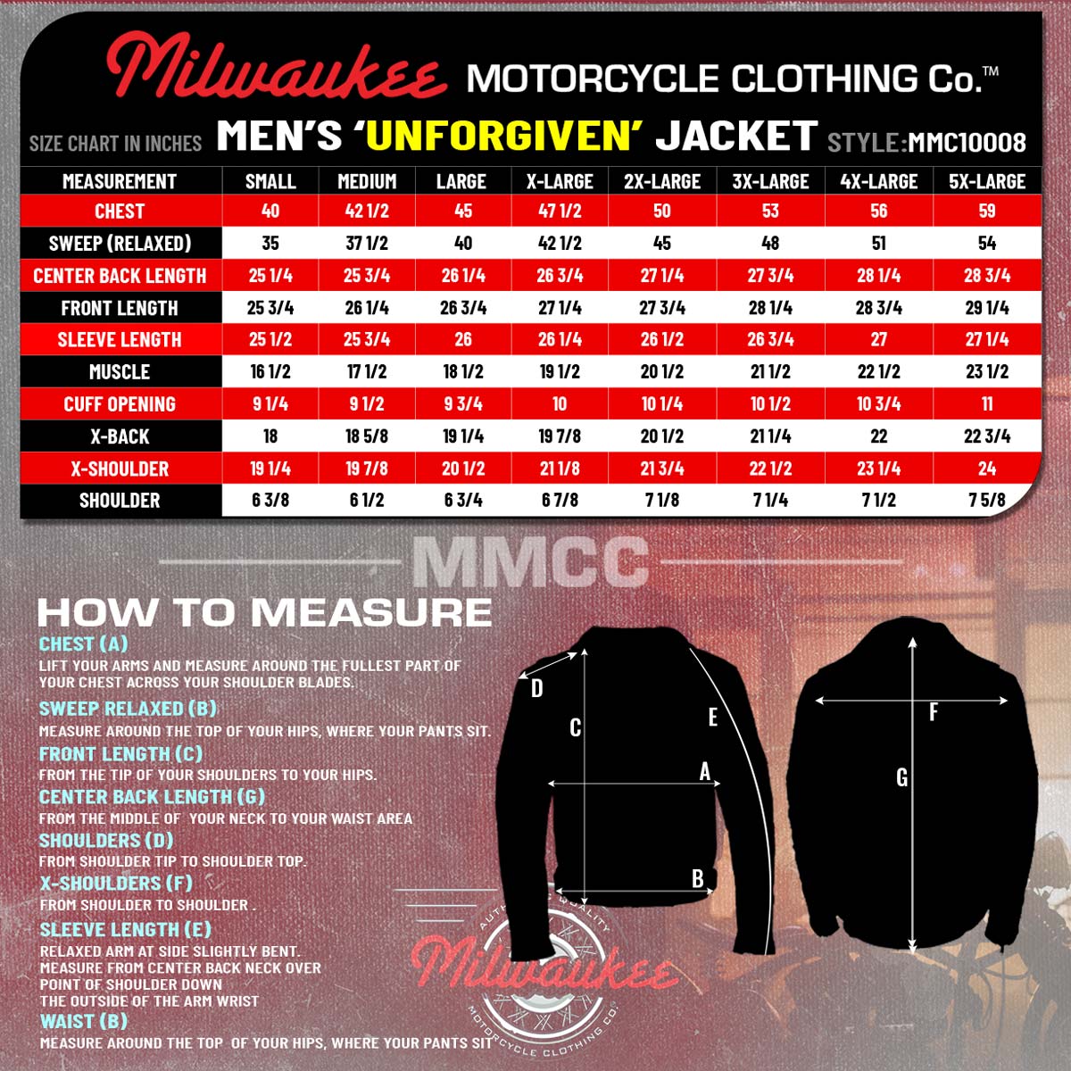 MMCC Men's Unforgiven Leather Motorcycle Jacket - MMC10008