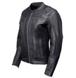 Milwaukee Motorcycle Clothing Co. Women’s Rebel Scooter Style Black Leather Biker Jacket w/ Mandarin Collar MMC20002