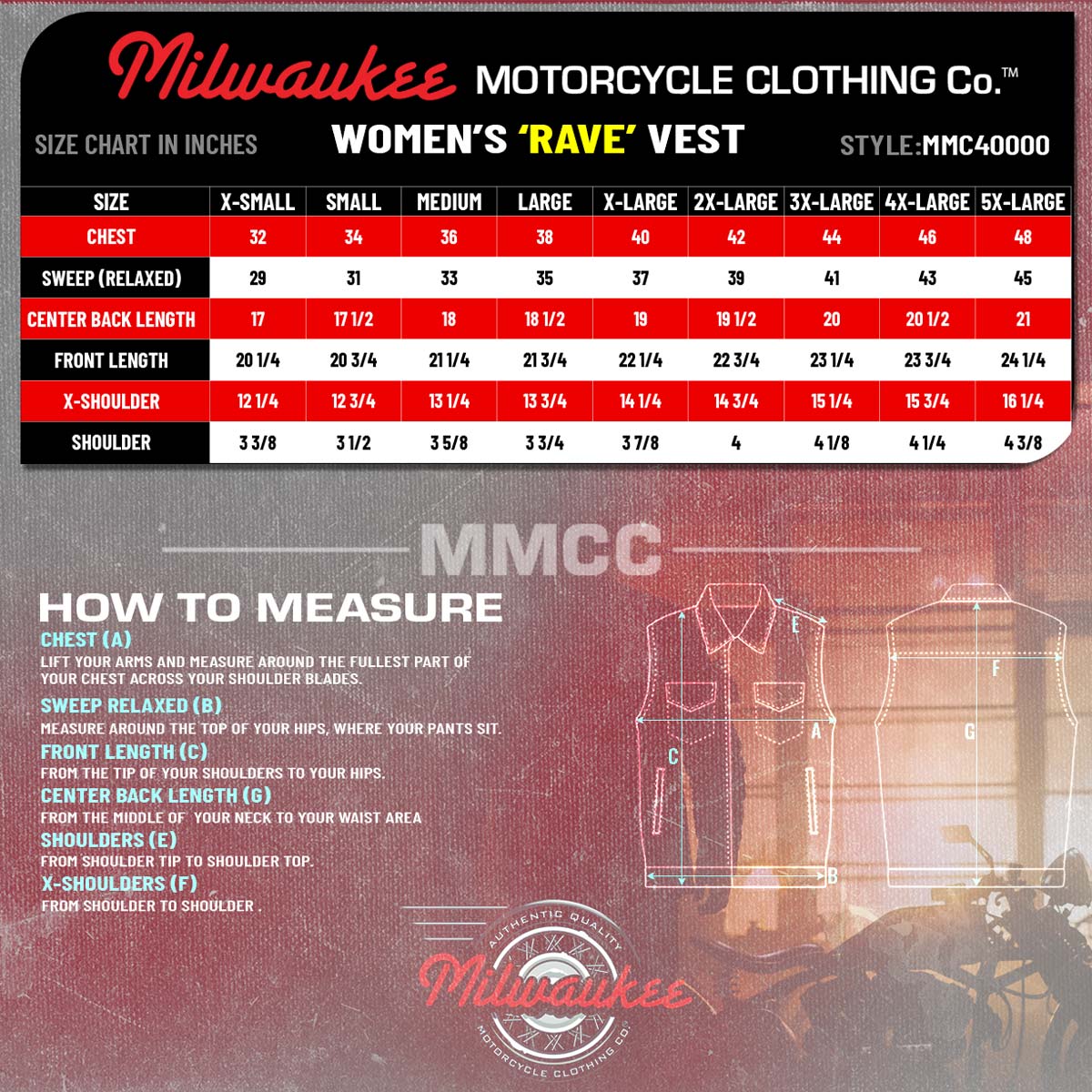 Milwaukee Motorcycle Clothing Co. Women's Black Leather MC Vest, MMC40000