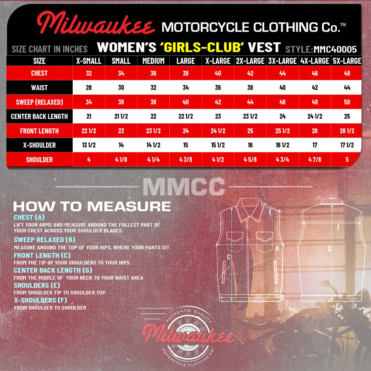 Milwaukee Motorcycle Clothing Co. Women's Girls-Club Black Leather Scooter Style Vest w/ Mandarin Collar MMC40005