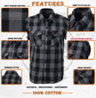 Milwaukee Leather MNG11689 Men’s Classic Black and Grey Button-Down Flannel Cut Off Frayed Sleeveless Casual Shirt